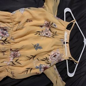 Yellow Flower Long, Off Shoulder Dress